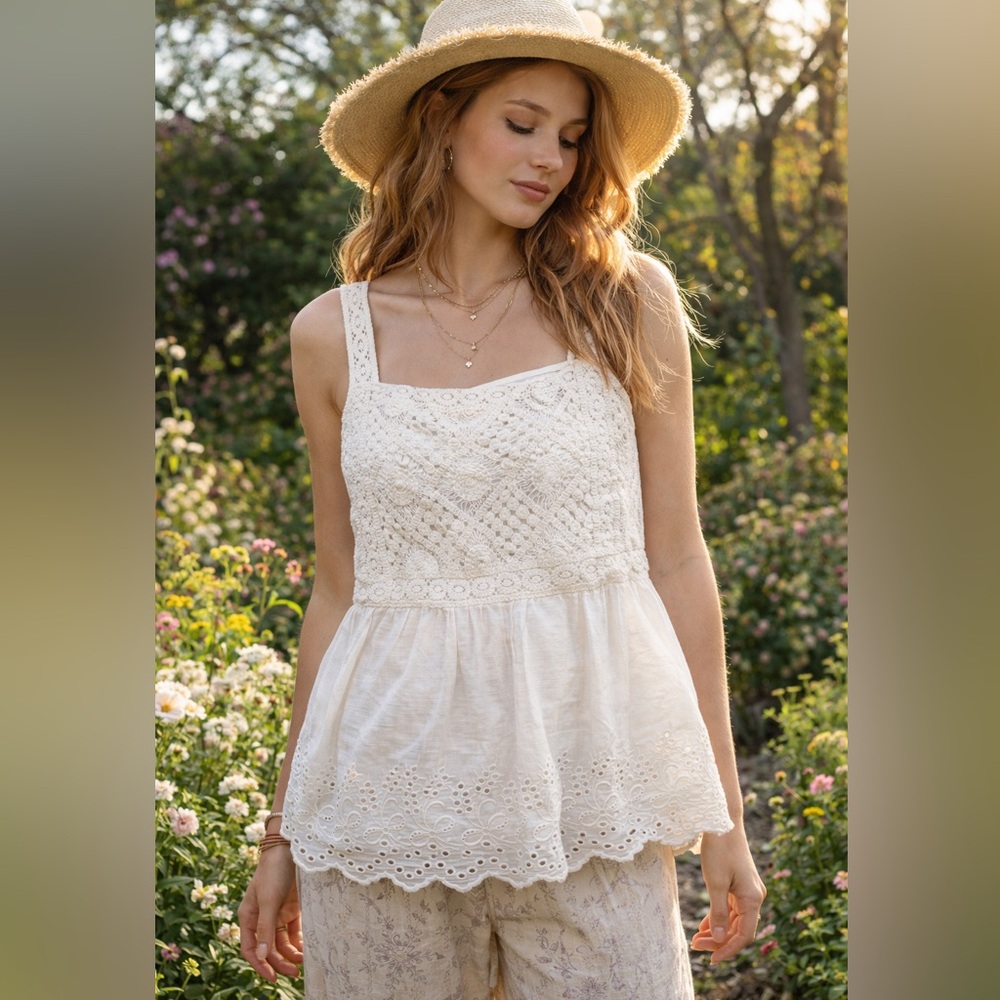 Andrea Collection Bohemian Sleeveless Top Size Medium